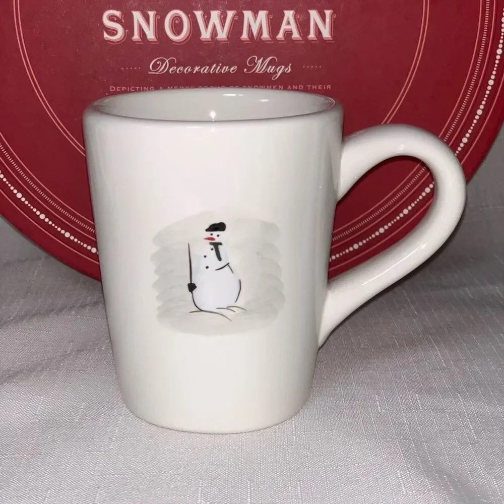 WILLIAMS SONOMA Snowman Mug Christmas Set 6 Retired Vintage Collectible Winter